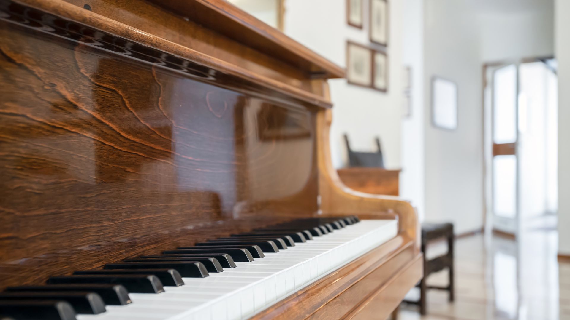 A close up of a piano in a room